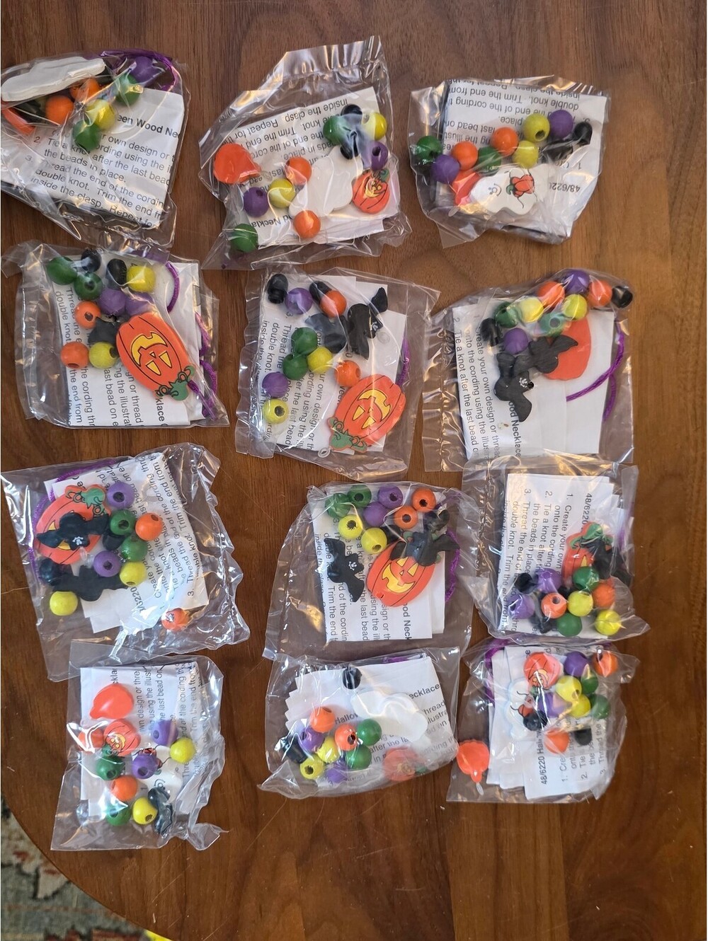 Vintage Halloween Wood Necklace Craft Kits Sealed 12 Pack